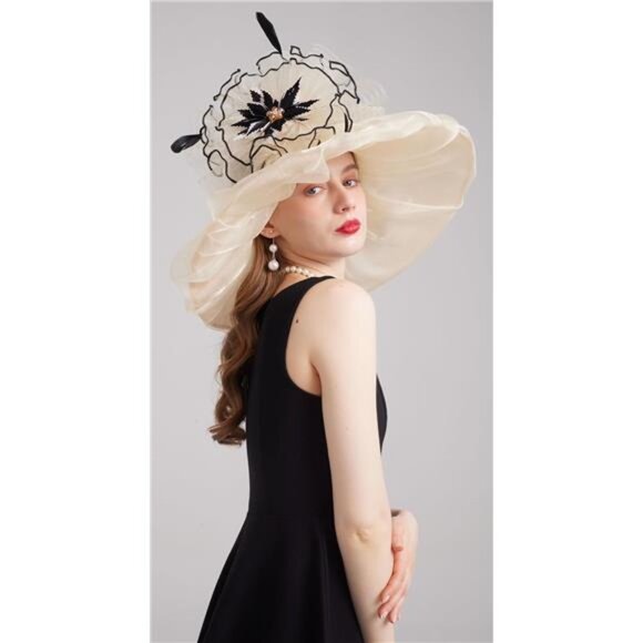 Women's Kentucky Derby Church Dress Hat Stylef-beige - Picture 7 of 7